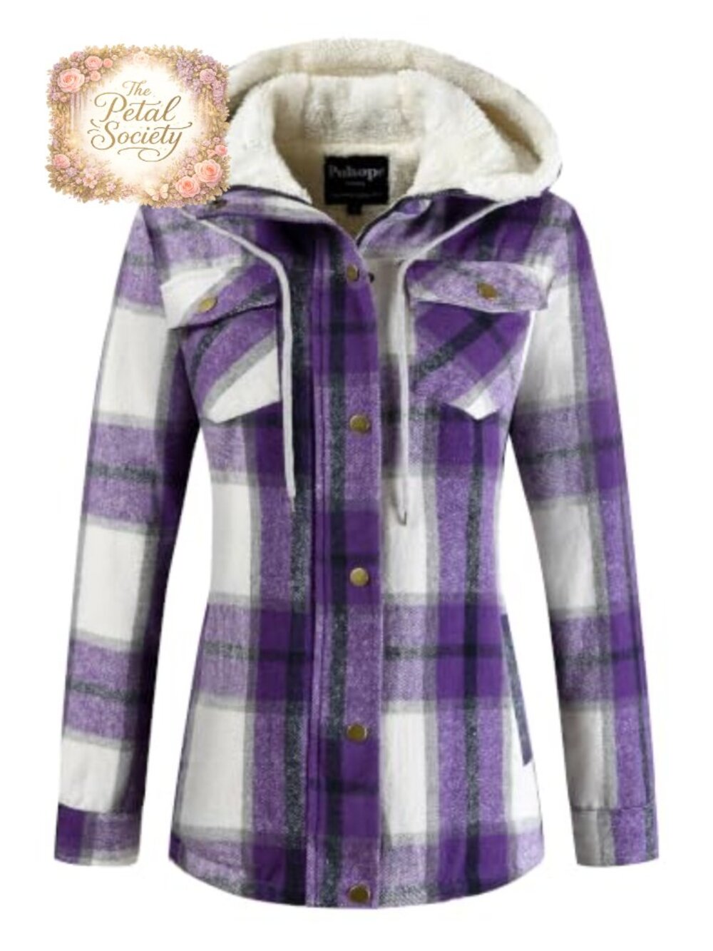 Plaid Sherpa Lined Hooded Jacket Fleece Flannel Coat